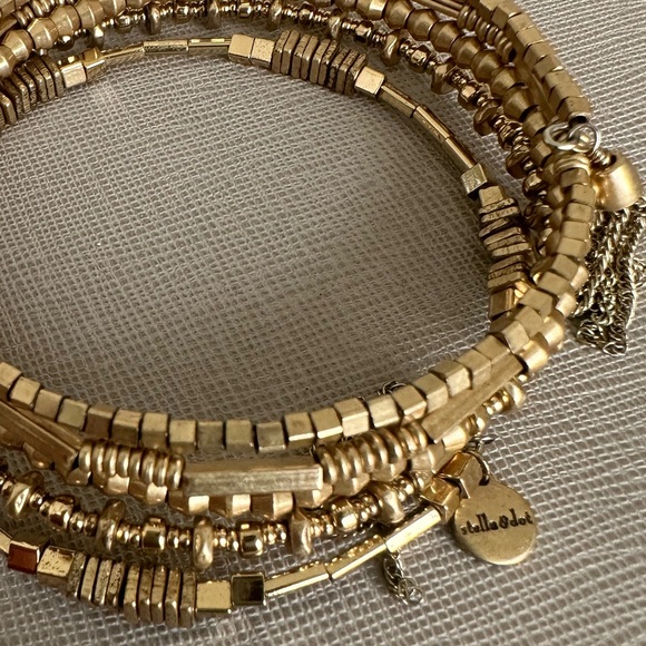 Stella and Dot Gold spiral multi beaded bracelet - Picture 2 of 2